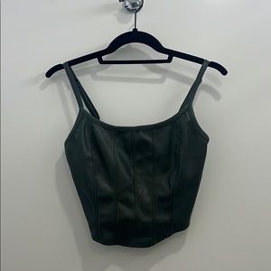 Sage green faux leather corset top
